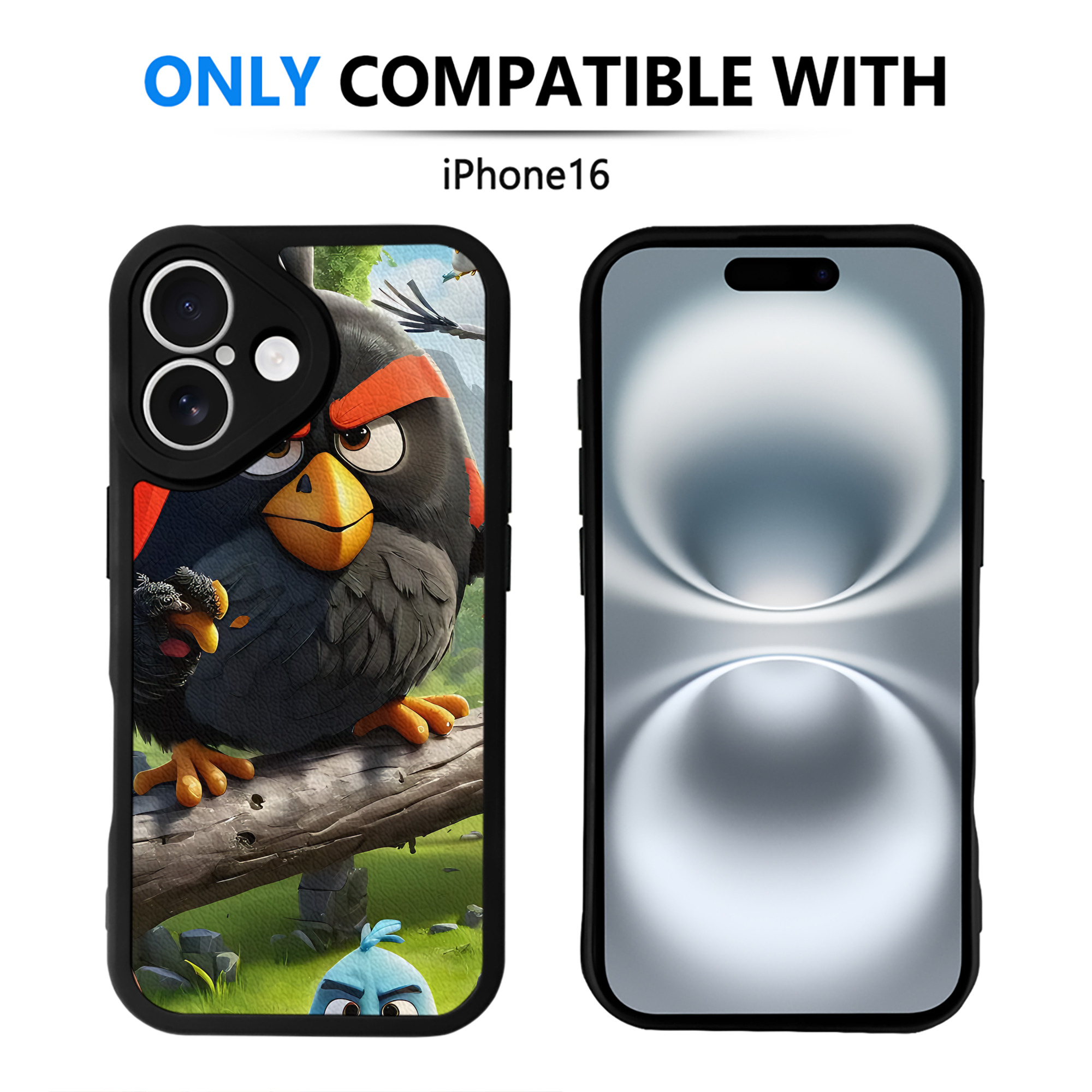 （画像用） Angry Birds アングリーバード 【iPhone 16シリーズ対応】シリコンスマホケース（レザー調） 材質：シリコン